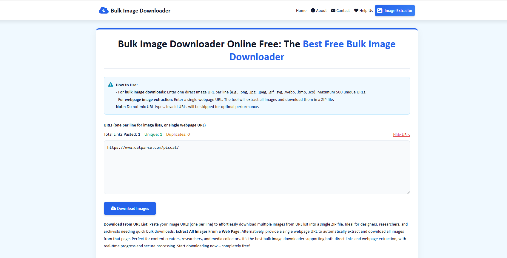 bulkimagedownloader in download piccat website images