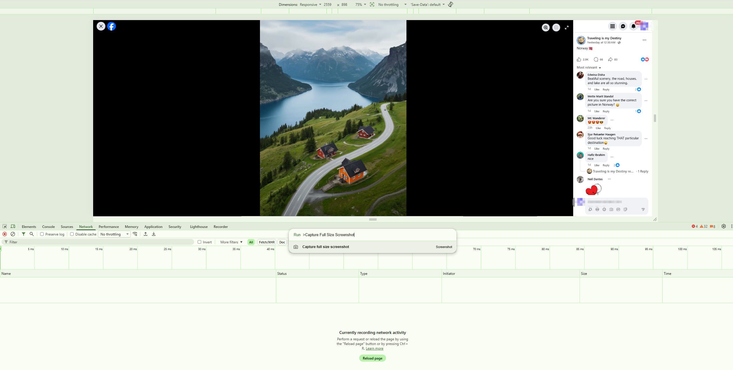 capture full size facebook screenshot