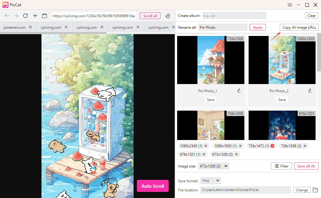 copy all image urls