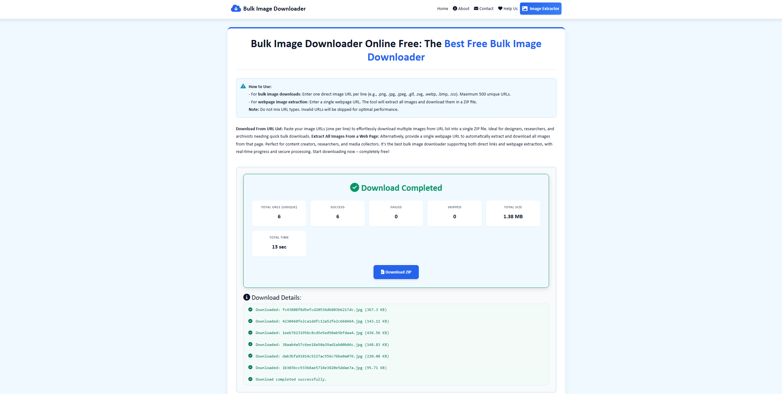 download images from urls with online downloader
