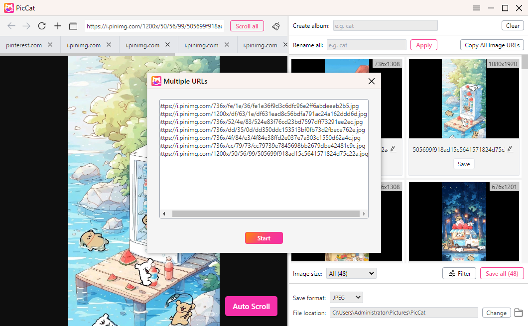 download images from urls