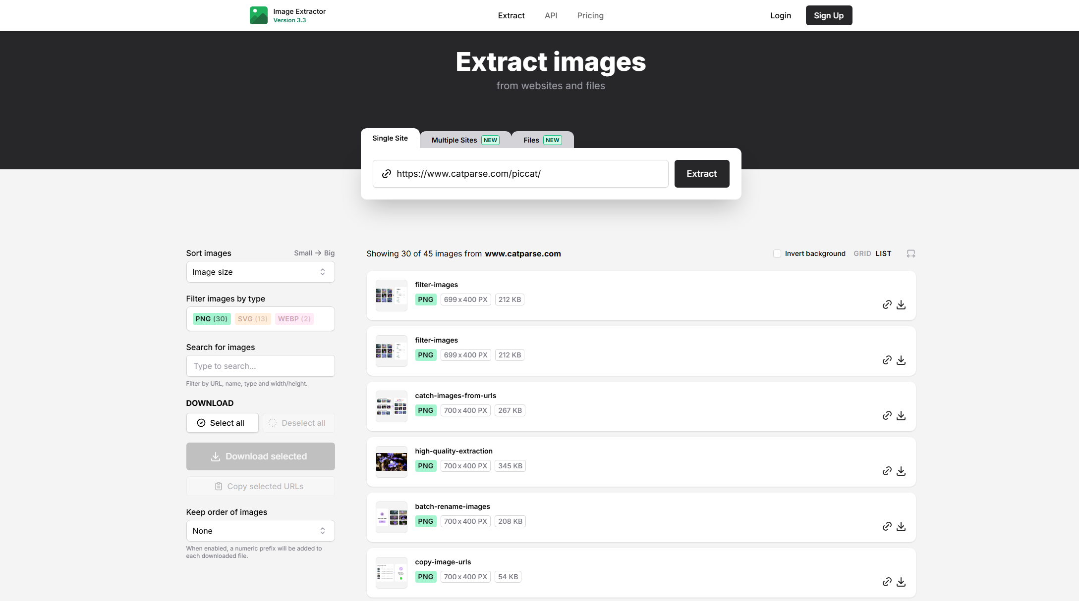 image extractor download piccat website images