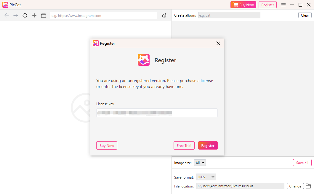 piccat register