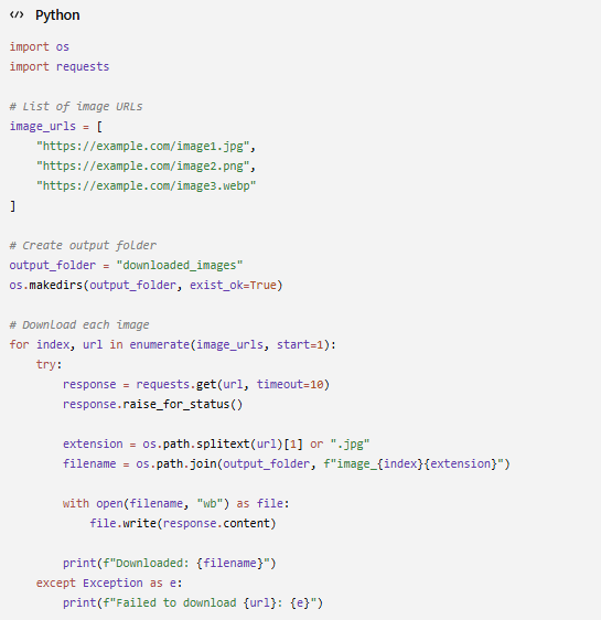 python to download images from urls