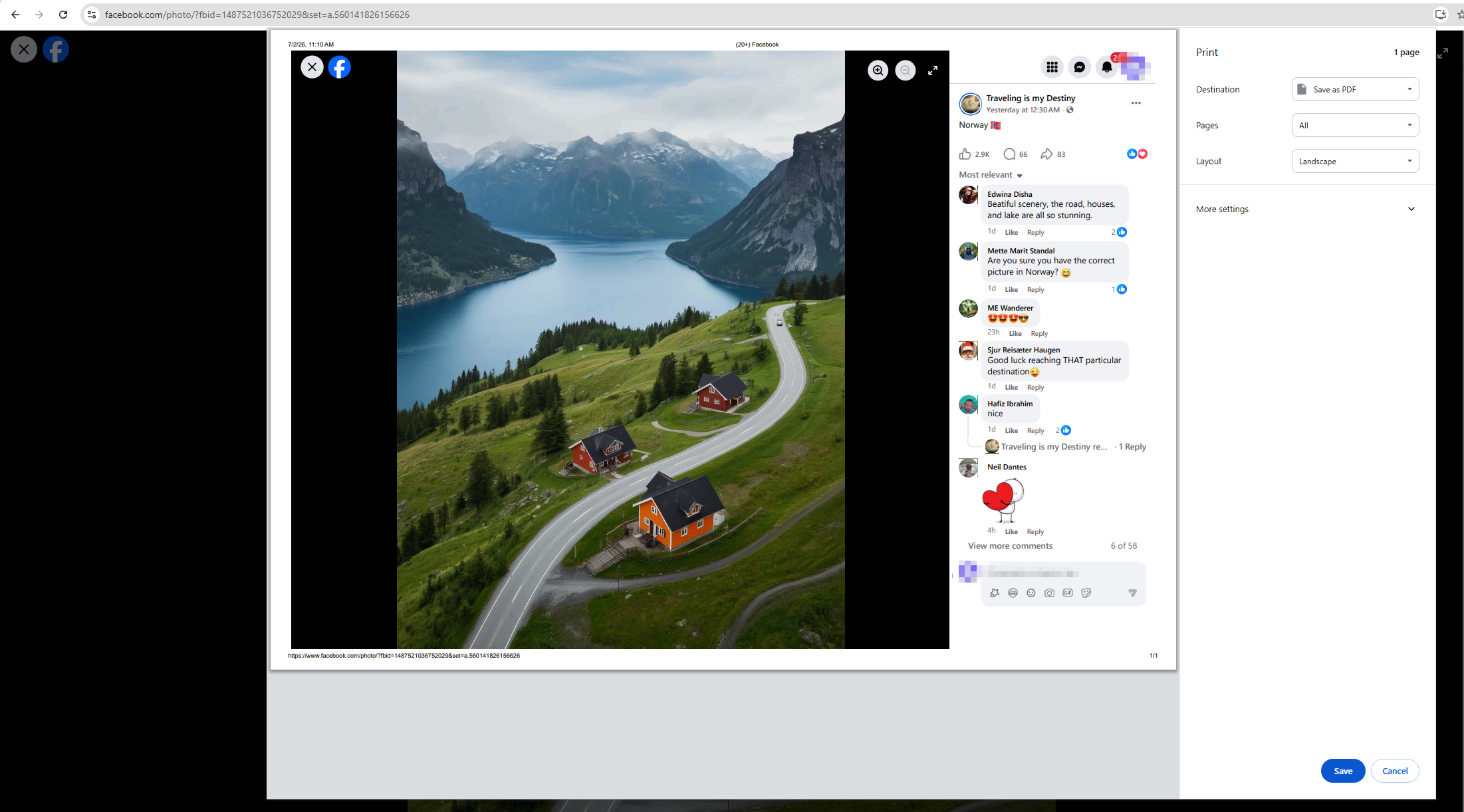 save facebook page as pdf