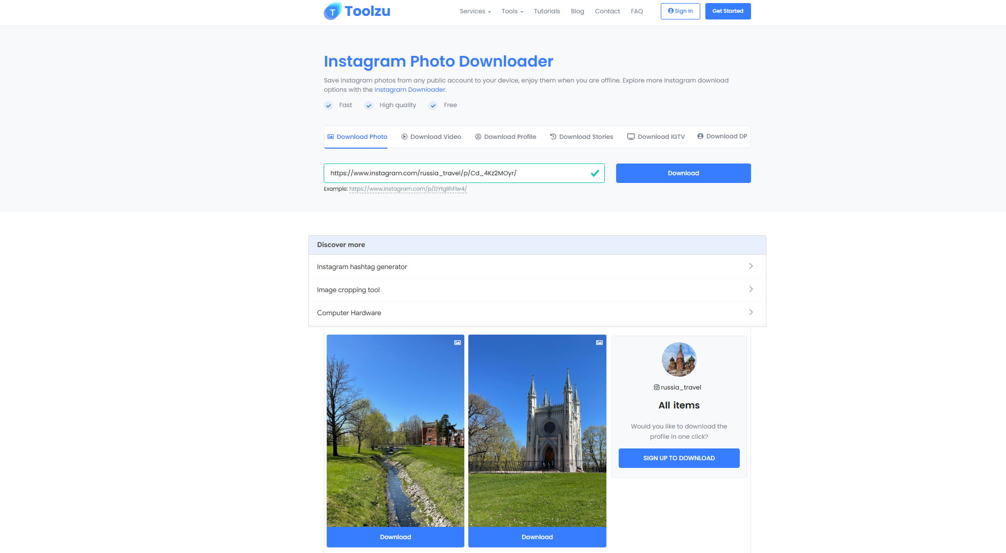 toolzu downlod instagram photos