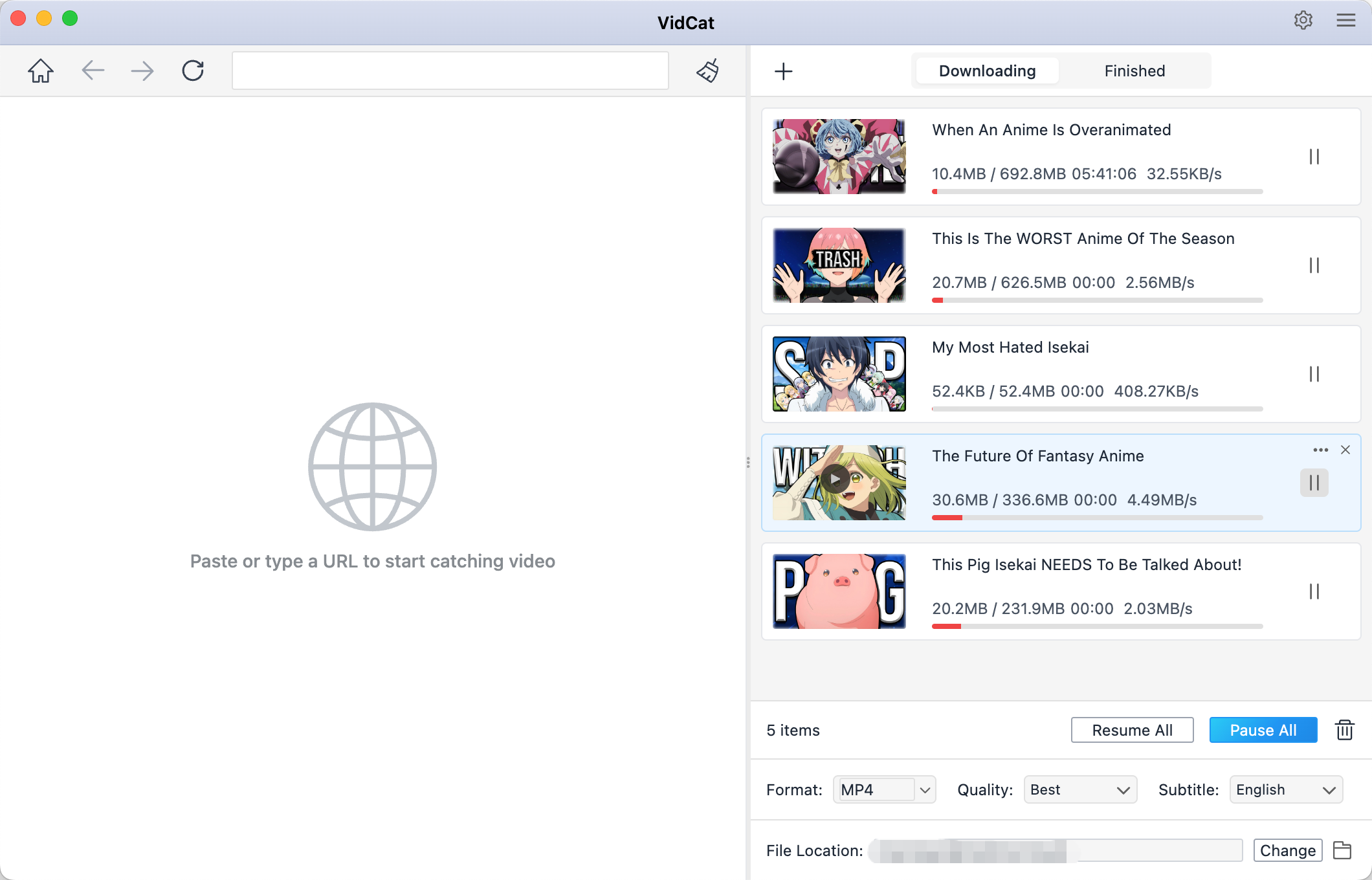 vidcat batch download youtube to mp4